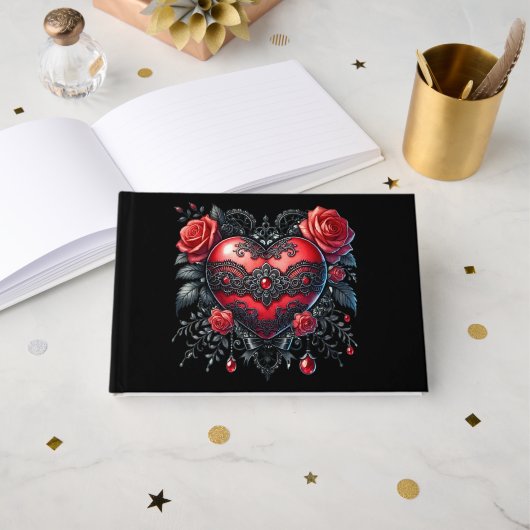 Gothic Heart Valentine Guest Book ゲストブック (正面見開き)