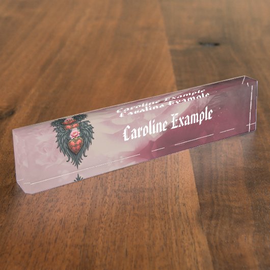 Gothic Heart with Bloom and Wings.  デスクネームプレート (側面)