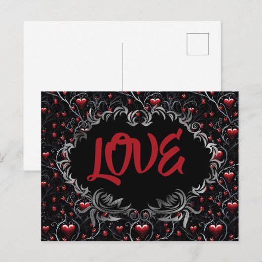 Gothic Hearts LOVE Valentine  ポストカード (正面/裏面)