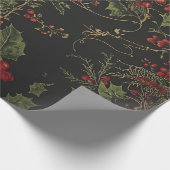 Gothic Holly Wrapping Paper |Dark Christmas Floral ラッピングペーパー (角)