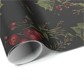 Gothic Holly Wrapping Paper |Dark Christmas Floral ラッピングペーパー (ロールコーナー)