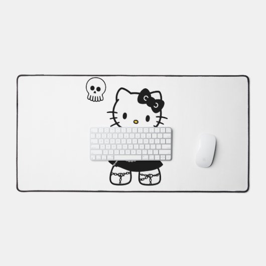 Gothic Kawaii Kitty – Emo Aesthetic Desk Mat デスクマット (キーボード&マウス)