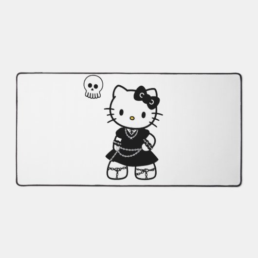 Gothic Kawaii Kitty – Emo Aesthetic Desk Mat デスクマット (正面)