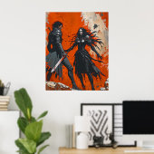 Gothic Knight Duel Poster – Dark Fantasy Art ポスター (ホームオフィス)