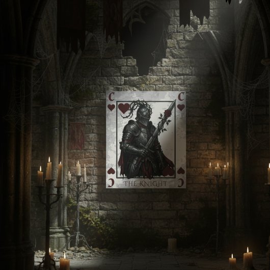Gothic Knight of Hearts Playing Card Dark Fantasy ポスター
