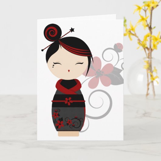 Gothic Kokeshi Card カード (黄色い花)