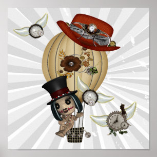 gothic laveau hot air balloon steampunk art ポスター