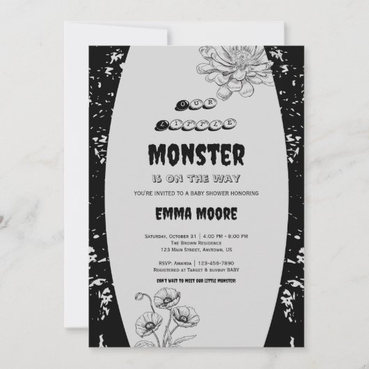 Gothic Little Monster Baby Shower Design 招待状 (正面)