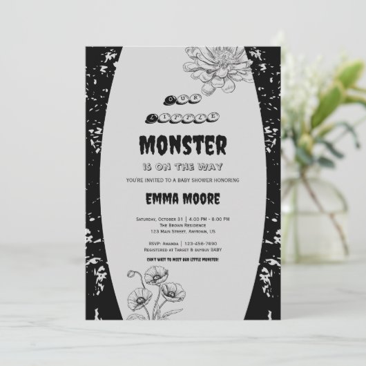 Gothic Little Monster Baby Shower Design 招待状 (スタンド正面)