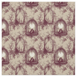 Gothic Love Valentine Burgundy Toile De Jouy  ファブリック