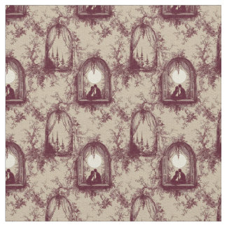 Gothic Love Valentine Burgundy Toile De Jouy  ファブリック