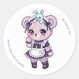Gothic Maid Bear - Spooky Bunny Doll & Hard ラウンドシール