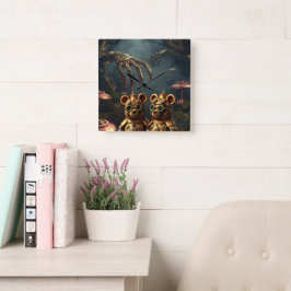 Gothic Mechanical Dark Forest Steampunk Gummy Bear スクエア壁時計