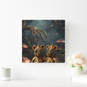 Gothic Mechanical Dark Forest Steampunk Gummy Bear スクエア壁時計 (ホーム)