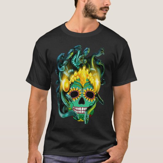Gothic Medusa Sugar Skull Tシャツ (正面)