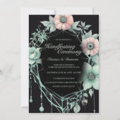 Gothic Mint Green Spider Floral Web Handfasting 招待状 (正面)