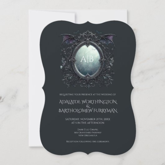 Gothic Mirror Monogram Wedding Invitation 招待状 (正面)
