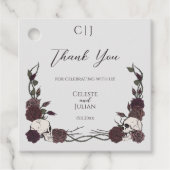 Gothic Monogram Skull & Rose Wedding Thank You フェイバータグ (正面)
