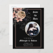 Gothic Moodyフローラ写真Save the Date 案内ポストカード (正面/裏面)