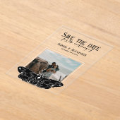 Gothic Moody Black and White Wedding photo  アクリル招待状 (レイダウン)