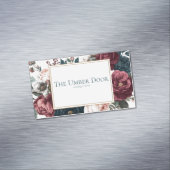 Gothic Moody Floral Burgundy Teal Rose Gold Frame マグネット名刺 (インサイチュ)