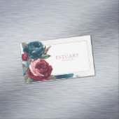 Gothic Moody Red Teal Rose Marble Watercolor マグネット名刺 (インサイチュ)