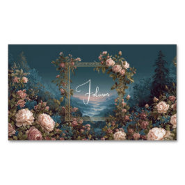 Gothic Moody Rose River Landscape Gold Frame マグネット名刺