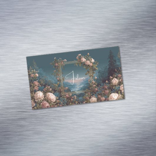 Gothic Moody Rose River Landscape Gold Frame マグネット名刺 (インサイチュ)