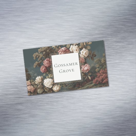 Gothic Moody Rose River Landscape Gold Frame マグネット名刺 (インサイチュ)