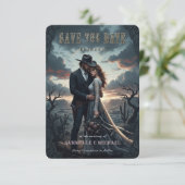 Gothic Moody Western Cowboy Wedding Save The Date セーブザデート (スタンド正面)