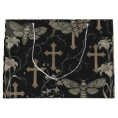 Gothic Moth & Cross Damask Gift Bag ラージペーパーバッグ (正面)