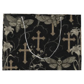 Gothic Moth & Cross Damask Gift Bag ラージペーパーバッグ (裏面)