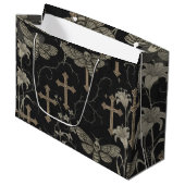 Gothic Moth & Cross Damask Gift Bag ラージペーパーバッグ (正面アングル)