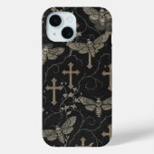 Gothic Moth & Cross Damask Phone Case  Case-Mate iPhoneケース (裏面)