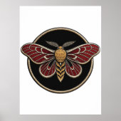 Gothic Moth Emblem Dark Botanical Art ポスター (正面)