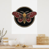 Gothic Moth Emblem Dark Botanical Art ポスター (キッチン)