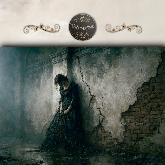 Gothic Mourning Woman Wall Decoupage 薄葉紙