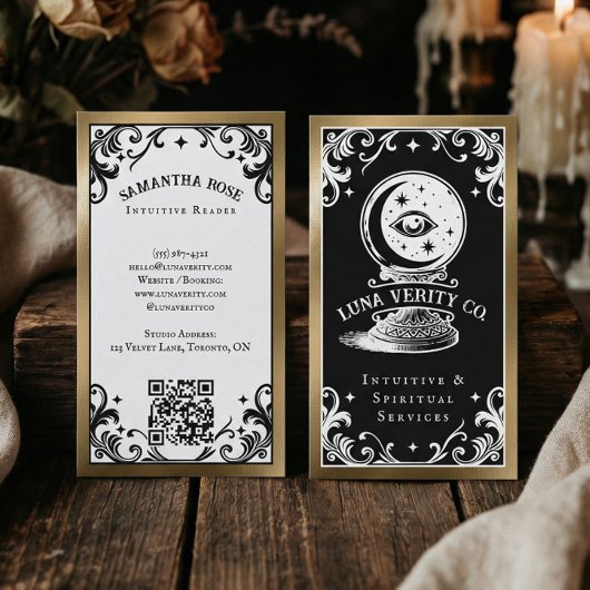 Gothic Mystic Holistic Spiritual Crystal Ball Gold 名刺