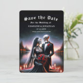Gothic Navy skeleton Wedding Save the Date セーブザデート (スタンド正面)
