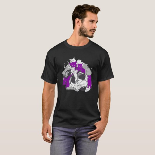 Gothic Occult Ace Cat Asexual Flag LGBQA Asexualit Tシャツ (正面フル)