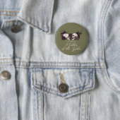 Gothic Olive Green Skull & Rose Wedding Party 缶バッジ (インサイチュ)