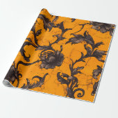 Gothic Orange Blossom Floral Wrapping Paper ラッピングペーパー (アンロールド)