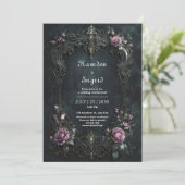 Gothic Ornate Purple Rose Filigree Wedding 招待状 (スタンド正面)