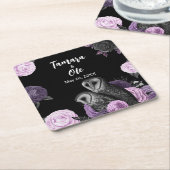 Gothic Owls Wedding スクエアペーパーコースター (アングル)