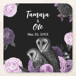 Gothic Owls Wedding スクエアペーパーコースター