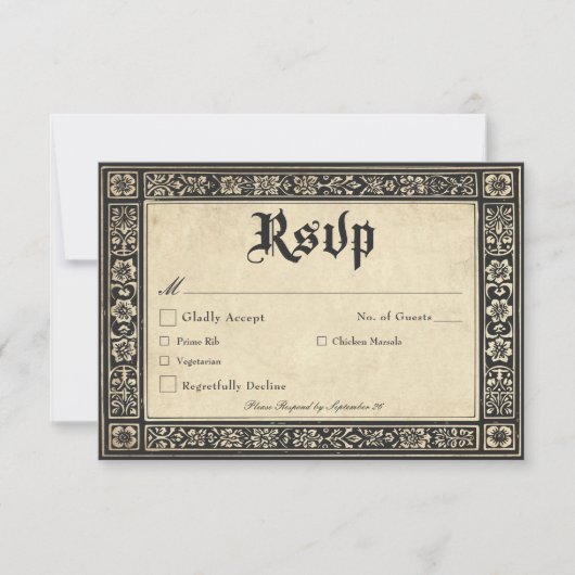 Gothic Parchment Medieval Until Death Wedding 出欠カード (正面)