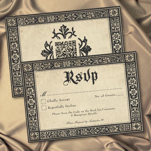 Gothic Parchment Medieval Until Death Wedding QR 出欠カード