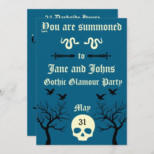 Gothic Party Printable  招待状 (正面/裏面)