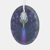 Gothic Peacock Skull ガラスオーナメント (正面左)