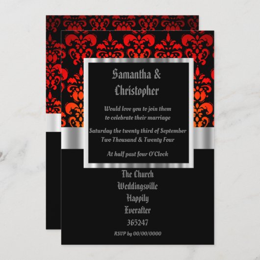 Gothic photo template wedding invitation 招待状 (正面/裏面)